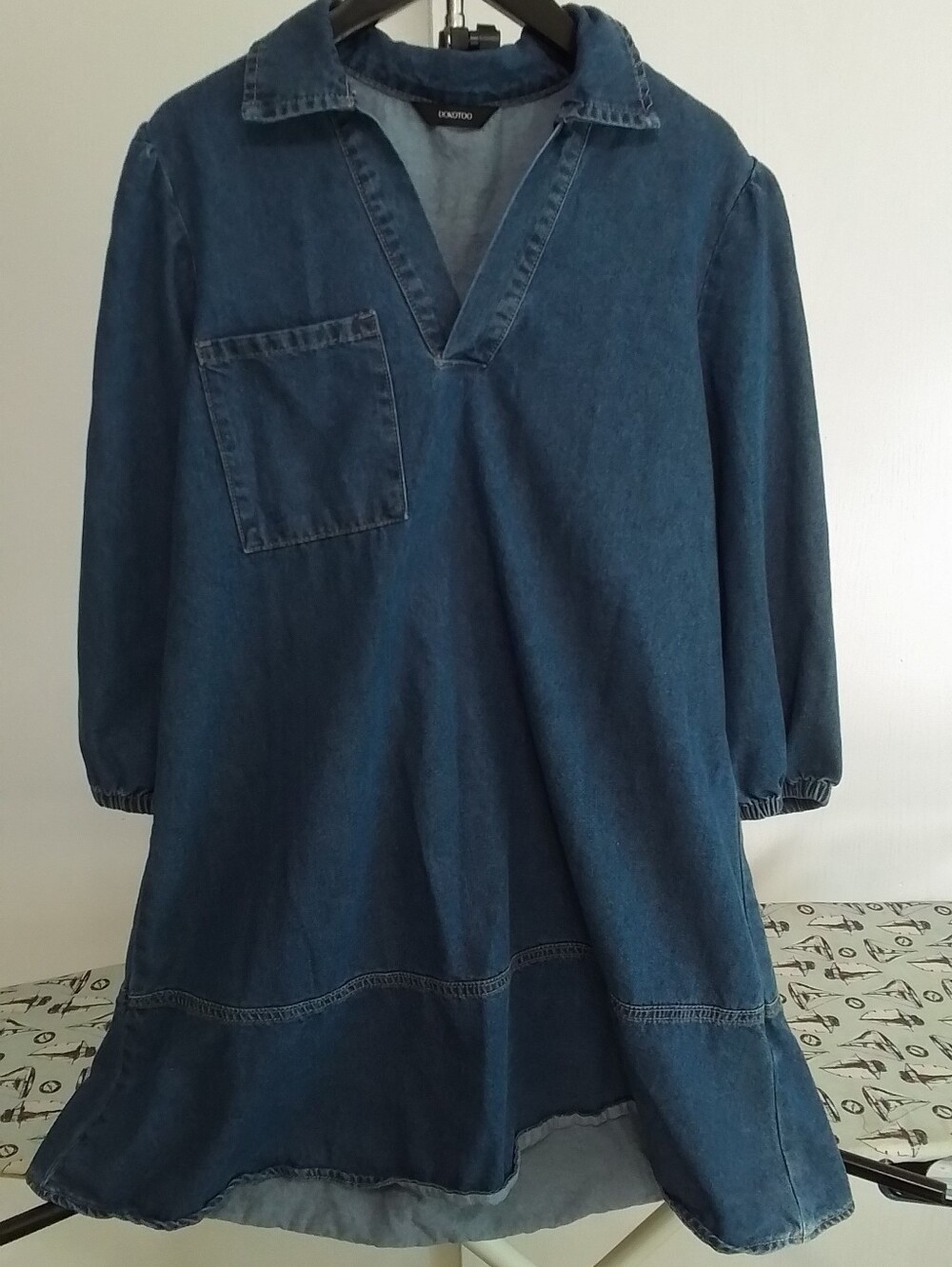 Dokotoo Denim Tunic Dress with Pocket - Deep Blue